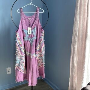 Purple Bohemian jumpsuit with Floral Accents